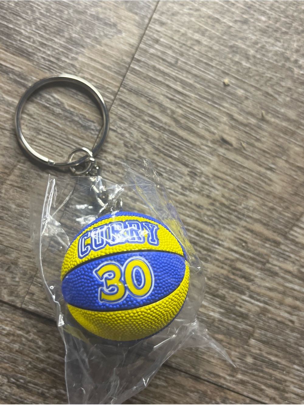 Stephen Curry #30 Mini Basketball Keychain - Blue & Yellow